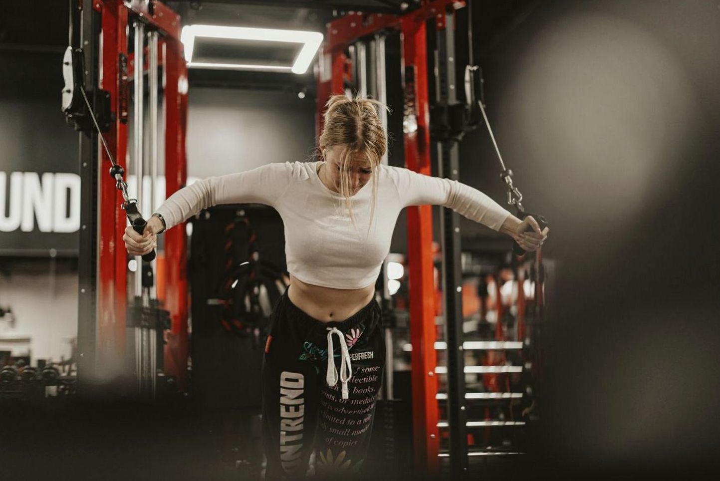 Athlete testing equipment in store